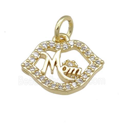 copper Lip pendant pave zircon, MOM, gold plated