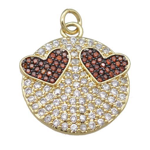 copper emoji pendant pave zircon, gold plated