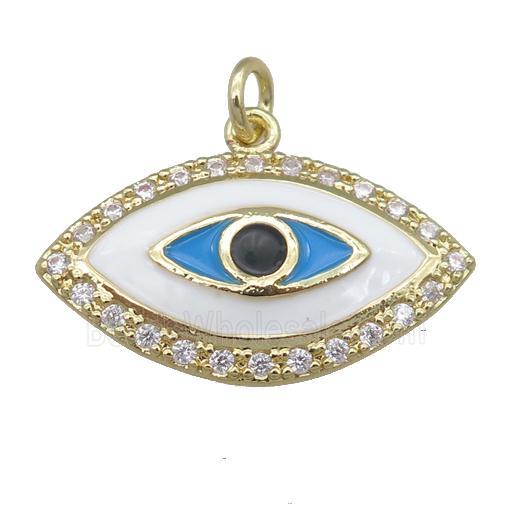 copper eye pendant pave zircon, enamel, gold plated