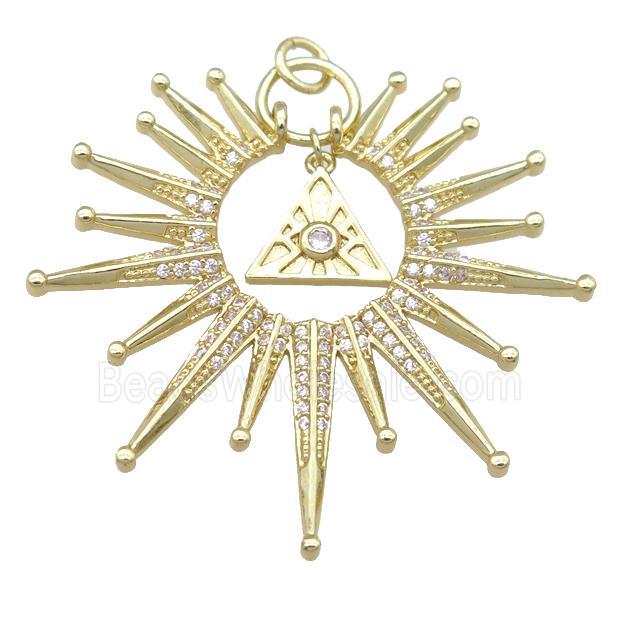 copper pendant pave zircon, gold plated