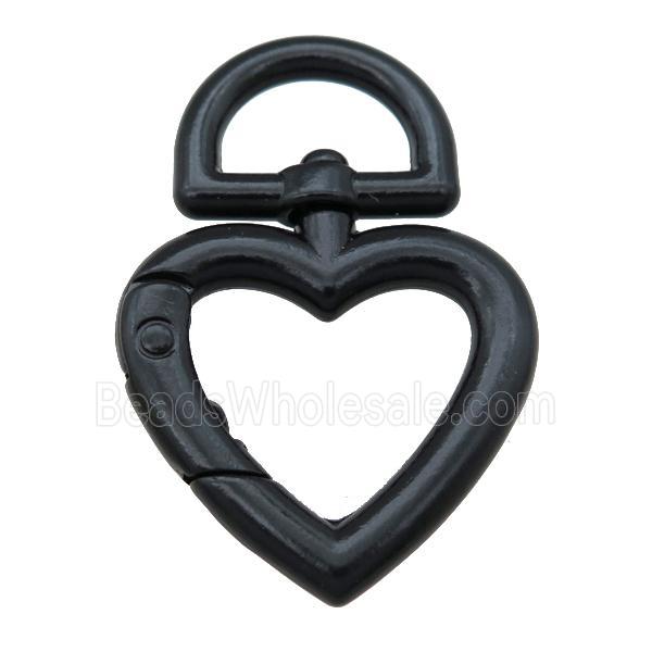 Alloy Carabiner Clasp with black Lacquered Fired, heart