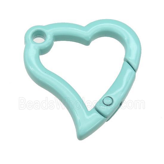 Alloy heart Carabiner Clasp with turq Lacquered Fired