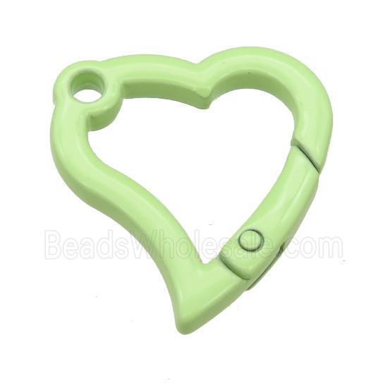 Alloy heart Carabiner Clasp with lt.olive Lacquered Fired