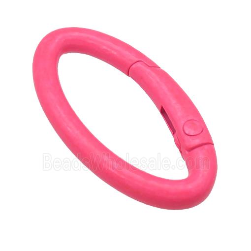 Alloy oval Carabiner Clasp with hotpink Lacquered Fired