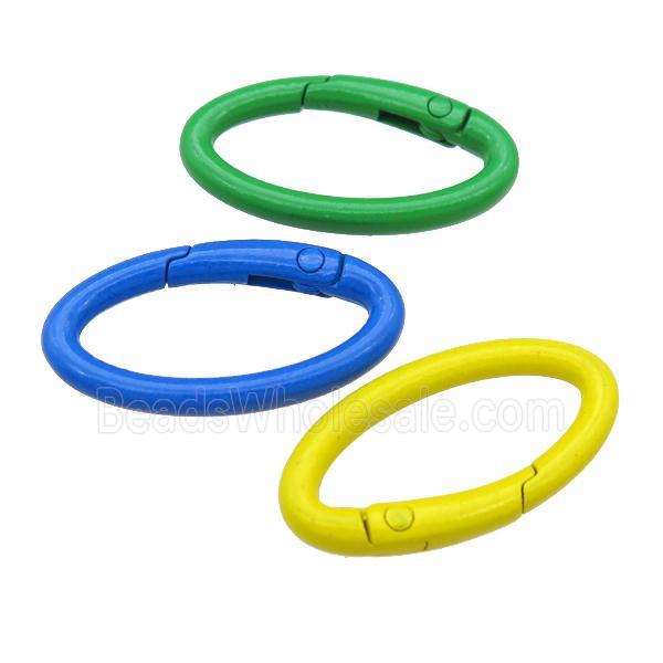 Alloy oval Carabiner Clasp with Lacquered Fired, mixed color