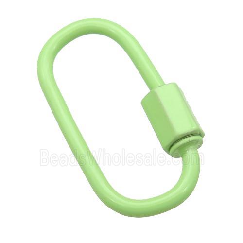 copper oval Carabiner Clasp with olive Lacquered Fired