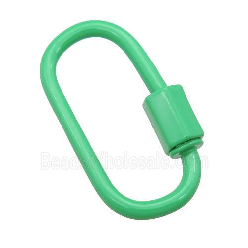 copper oval Carabiner Clasp with applegreen Lacquered Fired