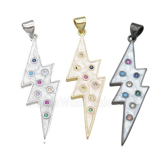 copper lightning pendant with enamel pearlized resin, mixed