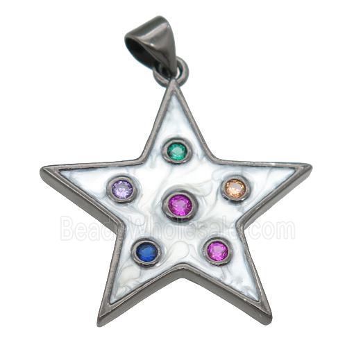 copper star pendant with enamel pearlized resin, black plated