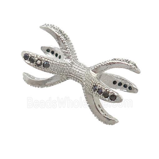 Copper Beads Holder Pave Zircon Platinum Plated