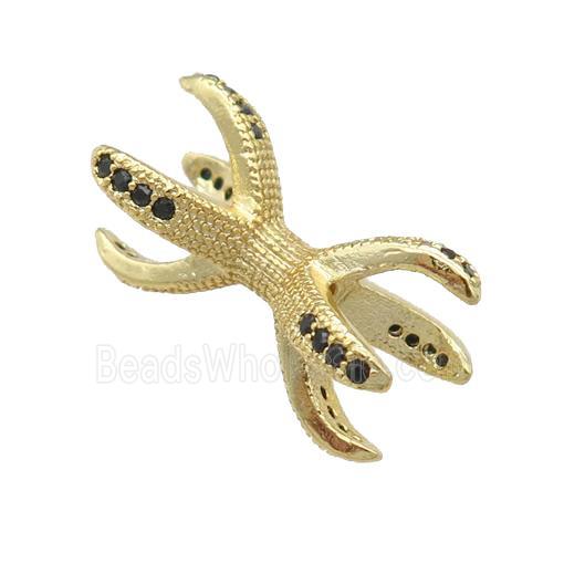 Copper Beads Holder Pave Zircon Gold Plated