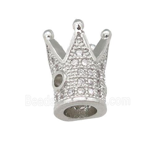 copper Crown beads pave zircon, platinum plated