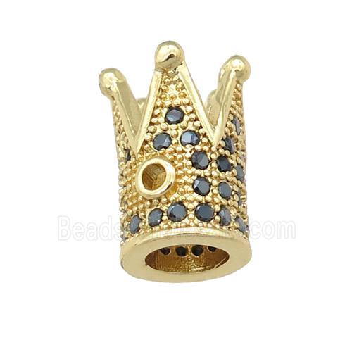 copper Crown beads pave zircon, gold plated