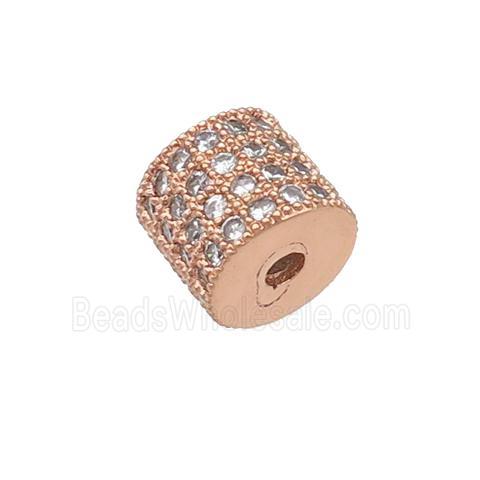 copper tube beads pave zircon, rose gold