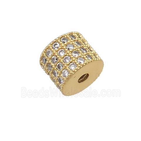 copper tube beads pave zircon, gold plated