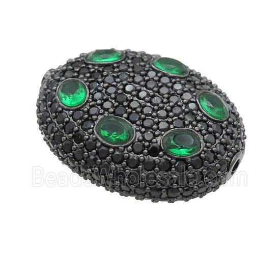copper oval beads pave green zircon, black plated