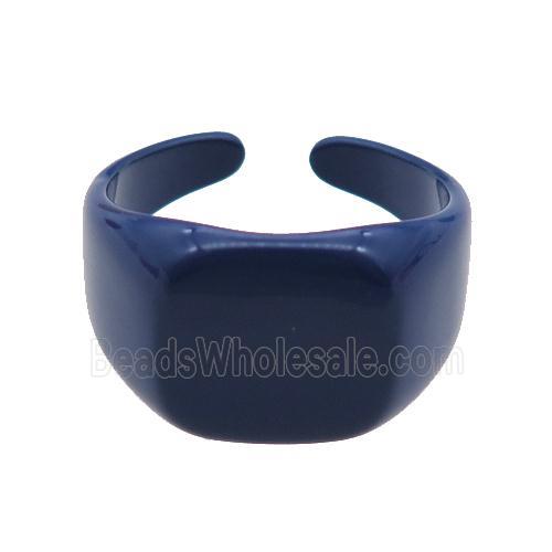 copper Ring with navyblue fire Lacquered