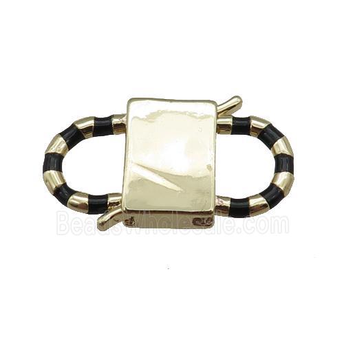 copper Clasp with black enamel, gold plated