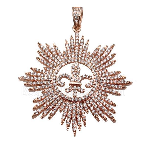 copper flower pendant paved zircon, rose gold