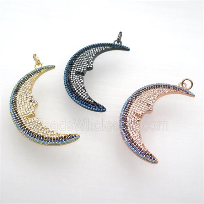 copper Moon pendant paved zircon, mixed