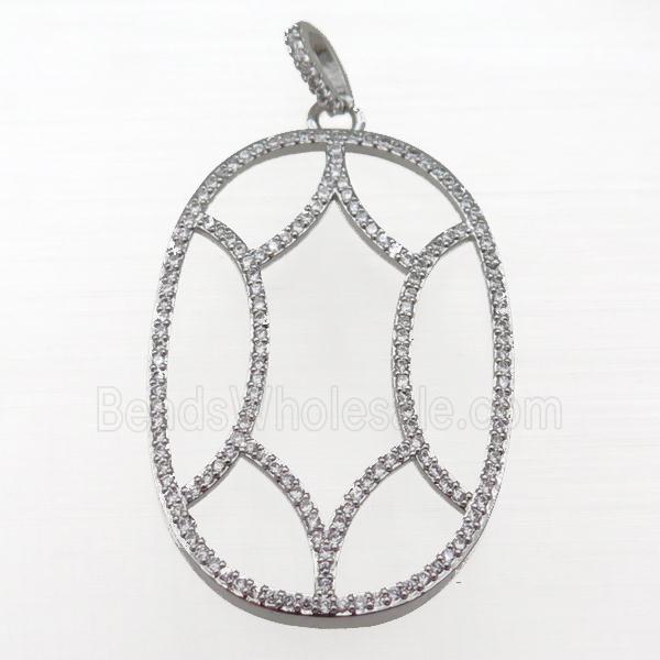 copper Tortoise pendant paved zircon, platinum plated