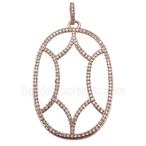 copper Tortoise pendant paved zircon, rose gold