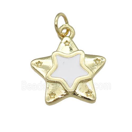 copper Star pendant with white enamel, gold plated
