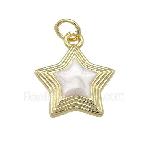 copper Star pendant with white enamel, gold plated