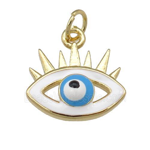 copper Evil Eye pendant with enamel, blue, gold plated