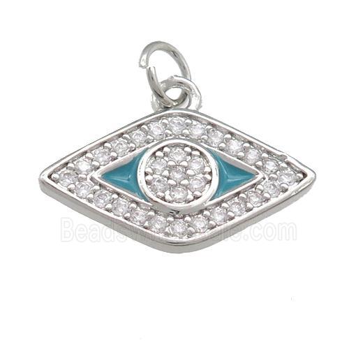 copper Eye pendant paved zircon, platinum plated