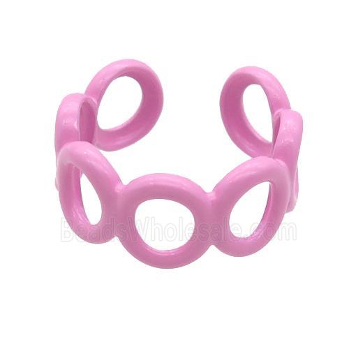 copper Ring with pink fire lacquered
