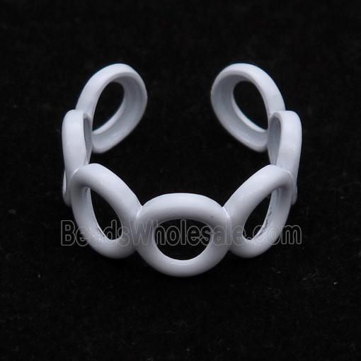 copper Ring with white fire lacquered