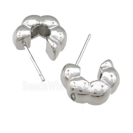 copper Stud Earring, platinum plated