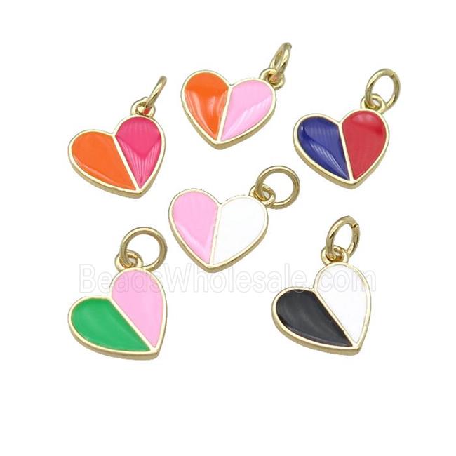 copper Heart pendant with enamel, gold plated, mixed