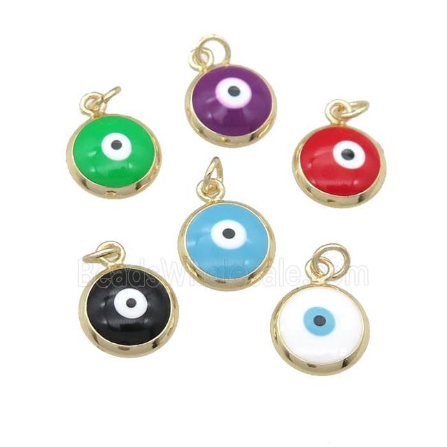 copper Evil Eye pendant with enamel, gold plated, mixed