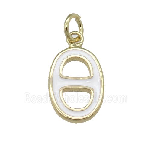 copper nose pendant with white enamel, gold plated