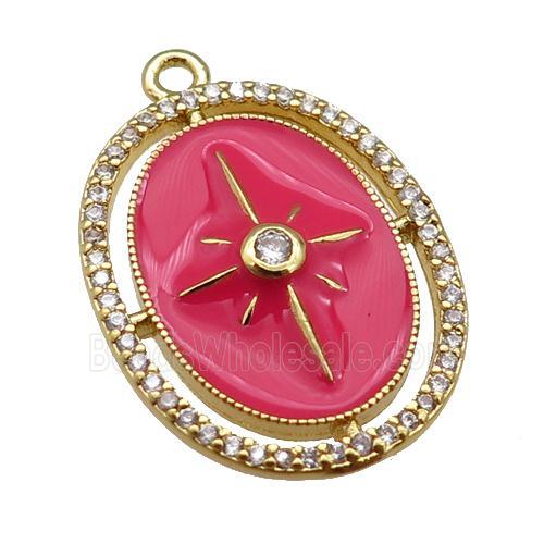 copper northStar pendant paved zircon with red enamel, gold plated