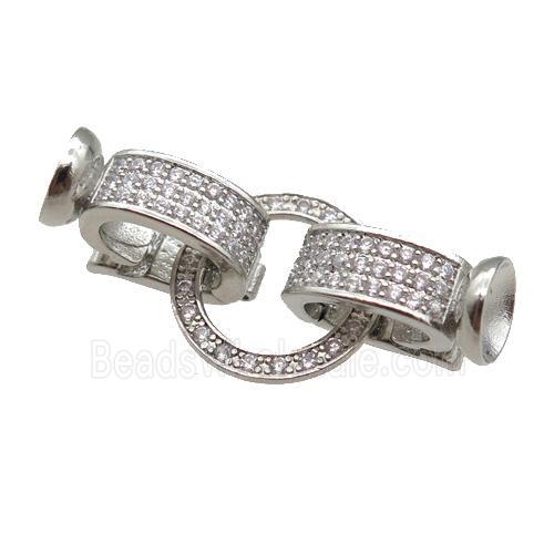 copper Clasp paved zircon, platinum plated