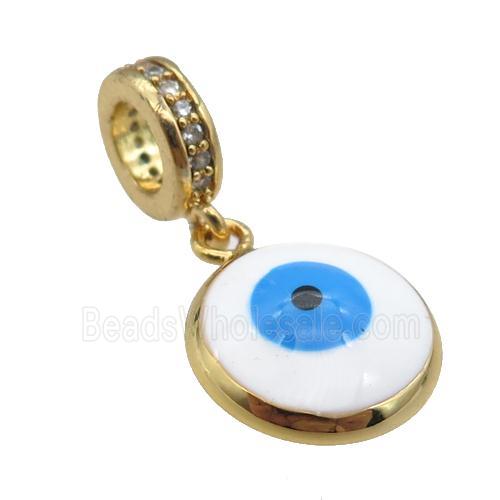 copper Evil Eye pendant with white enamel, gold plated