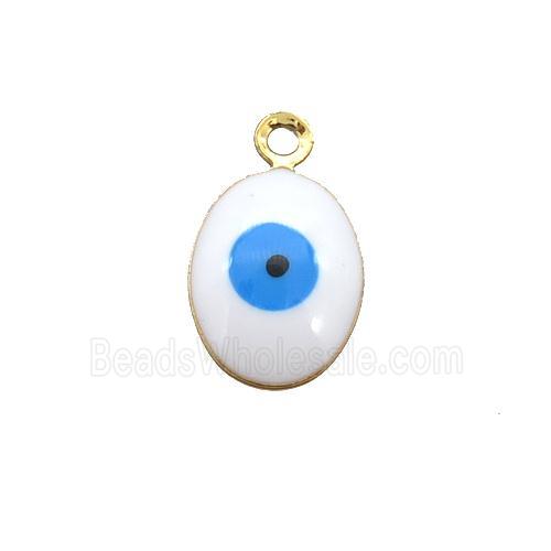 copper Evil Eye pendant with white enamel, gold plated