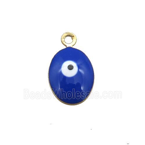 copper Evil Eye pendant with blue enamel, gold plated
