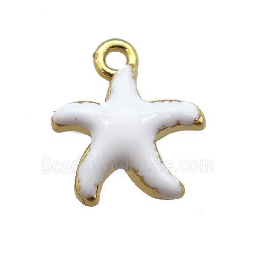 copper Starfish pendant with white enamel, gold plated