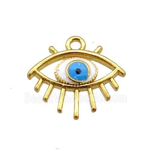 copper Evil eye pendant with white enamel, gold plated