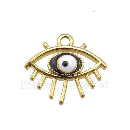 copper Evil eye pendant with black enamel, gold plated