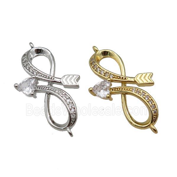 copper Infinity connector paved zircon, mixed