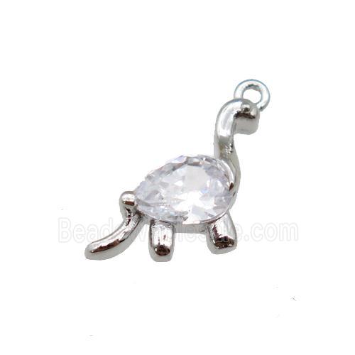 copper dragon pendant paved zircon, platinum plated