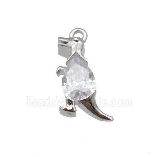 copper dragon pendant paved zircon, platinum plated