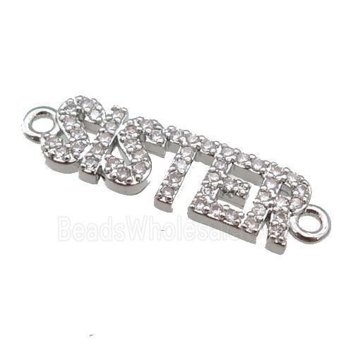 copper SISTER connector paved zircon, platinum plated