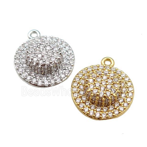 copper Cap charm pendant paved zircon, mixed