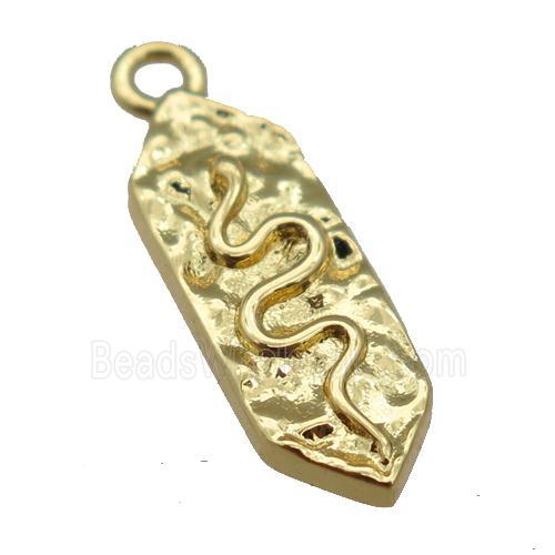 copper snake pendant, gold plated